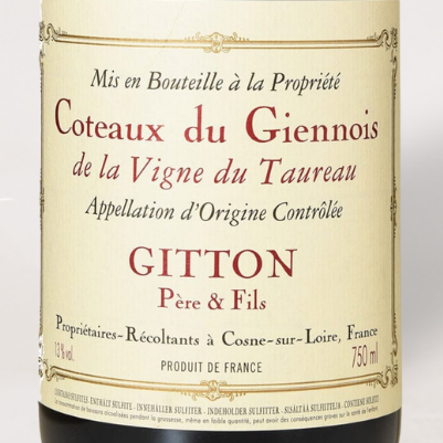 2020 Gitton Père & Fils, Coteaux du Giennois de la Vigne du Taureau Rouge - Wine label