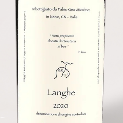2020 Fabio Gea Langhe Nebbiolo "Notu Preparava Decotti di Parietaria al Bue" - Wine Label