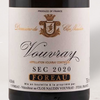 2020 Philippe Foreau, Vouvray Sec "Clos Naudin" - Wine Label
