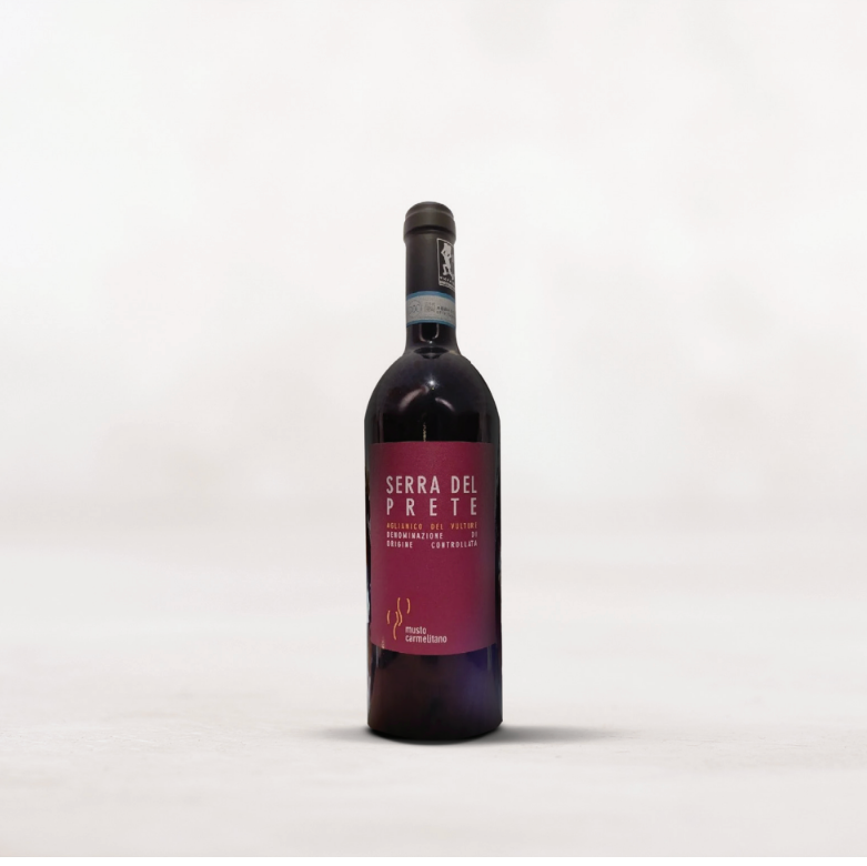 Wine bottle with a label on a white background