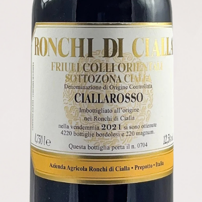 2021 Ronchi di Cialla, "Ciallarosso"