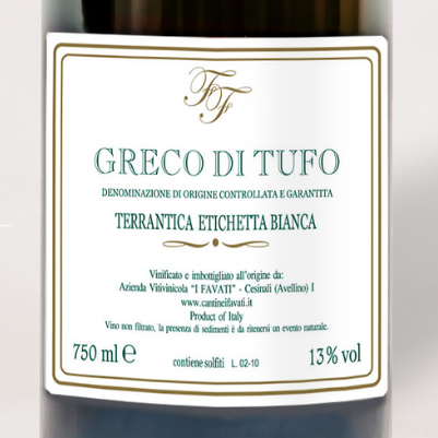 Wine Label - 2022 I Favati, Greco di Tufo "Terrantica Etichetta Bianca"