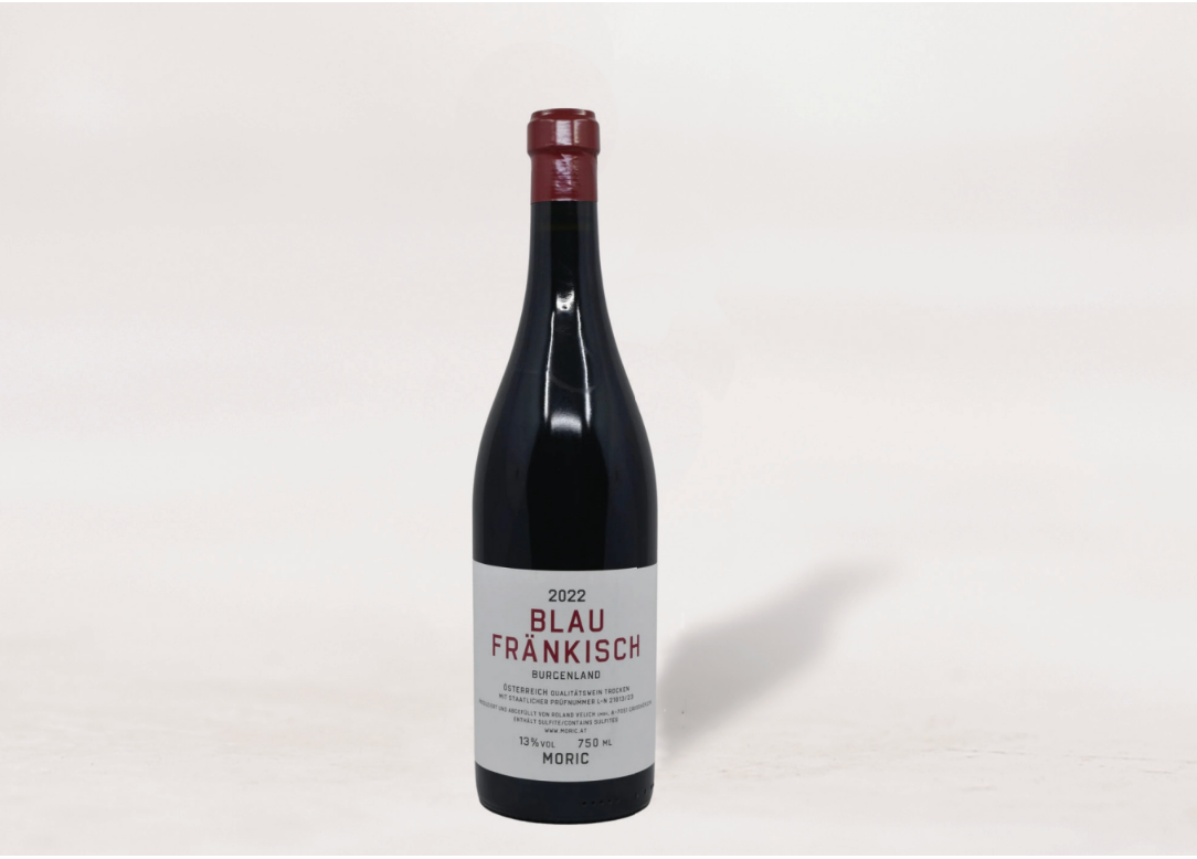 Wine bottle labled 2022 Blau Frankisch
