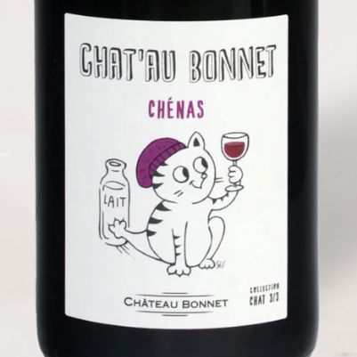 2023 Chateau Bonnet, Chénas, Cru Beaujolais, "Chat' au Bonnet" Gamay Wine Label