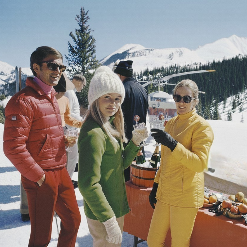 Apres ski wine drinking
