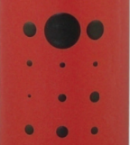 Wine bottle with a red label on a white background