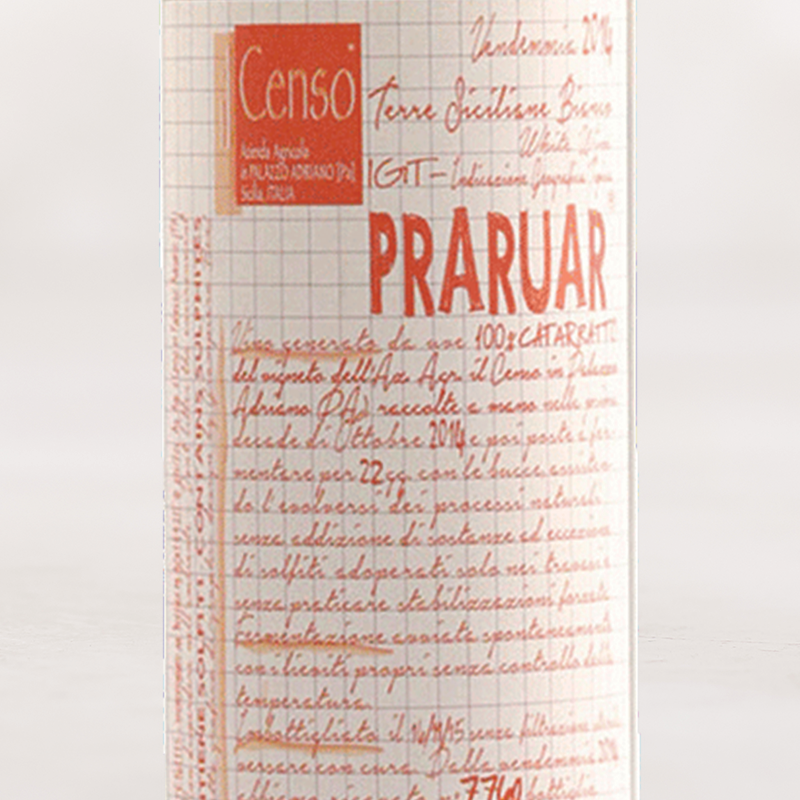 2022 Il Censo, “Praruar” Terre Siciliano Bianco IGT - Wine Label